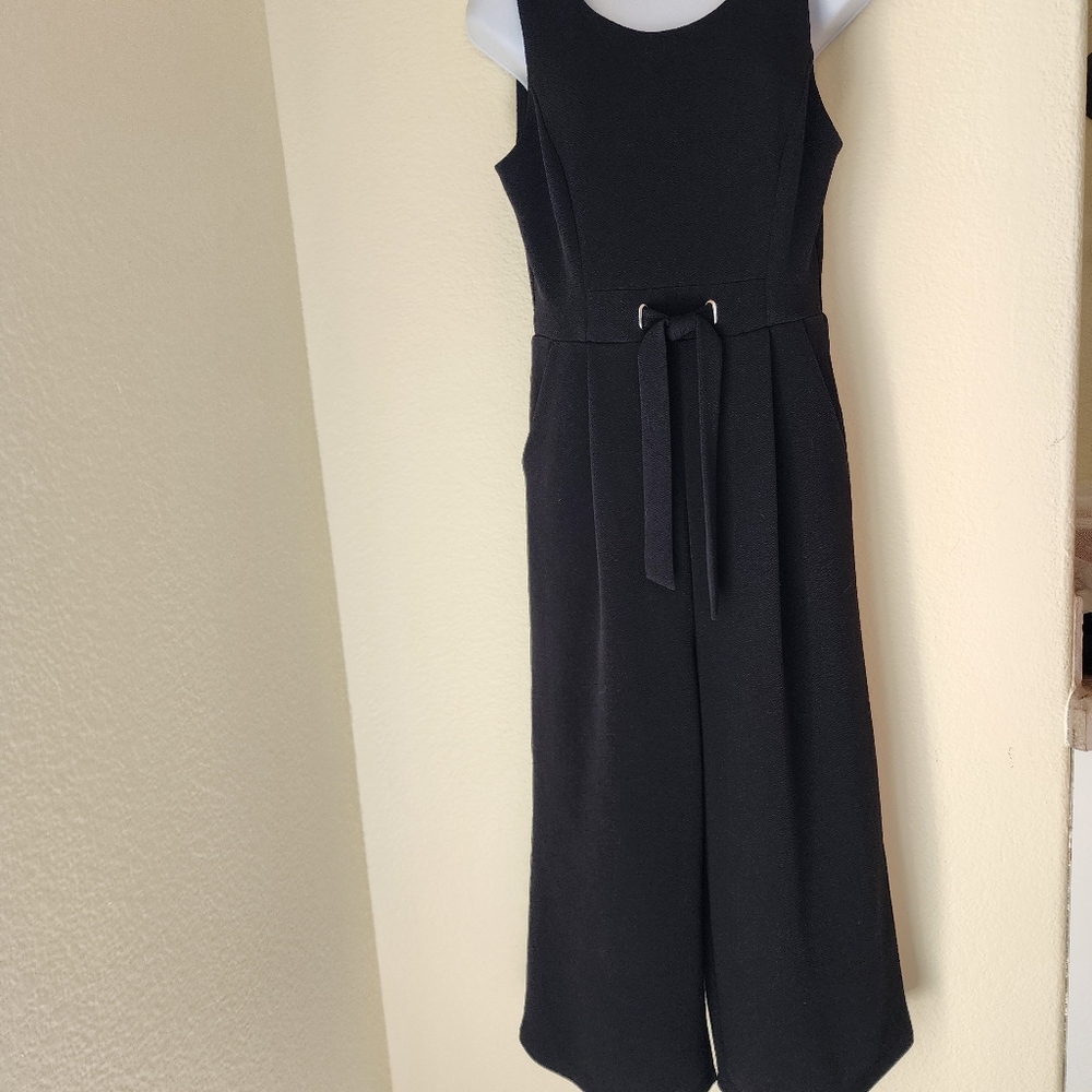 Rachel Zoe Sleeveless Tie Waist Wide Leg Cropped Jumpsuit in Black Size 6
